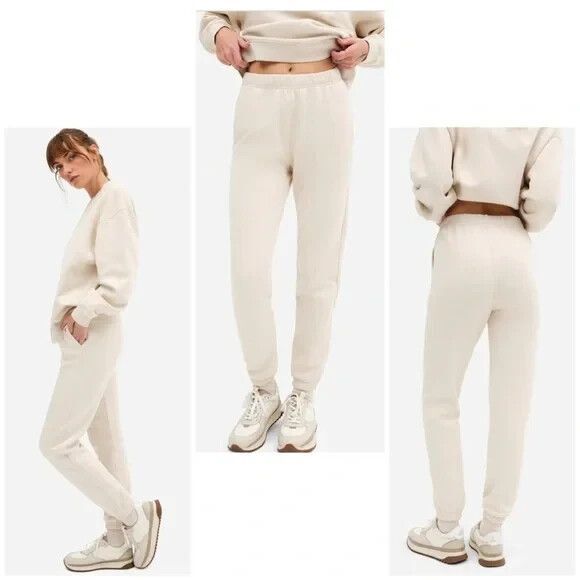 Mate The Label Organic‎ Fleece Relaxed Pocket Sweatpants Bone Joggers $128 SZ XS - Picture 1 of 9